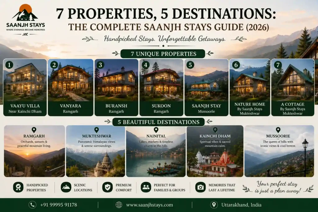7 Properties, 5 Destinations: The Complete Saanjh Stays Guide (2026)