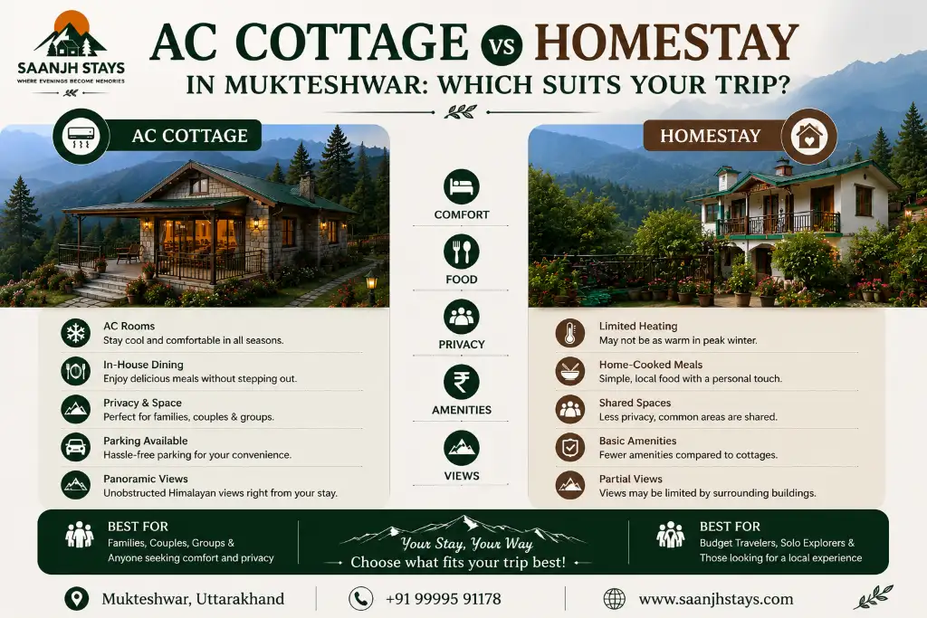 AC Cottage vs Homestay in Mukteshwar: Which Suits Your Trip?