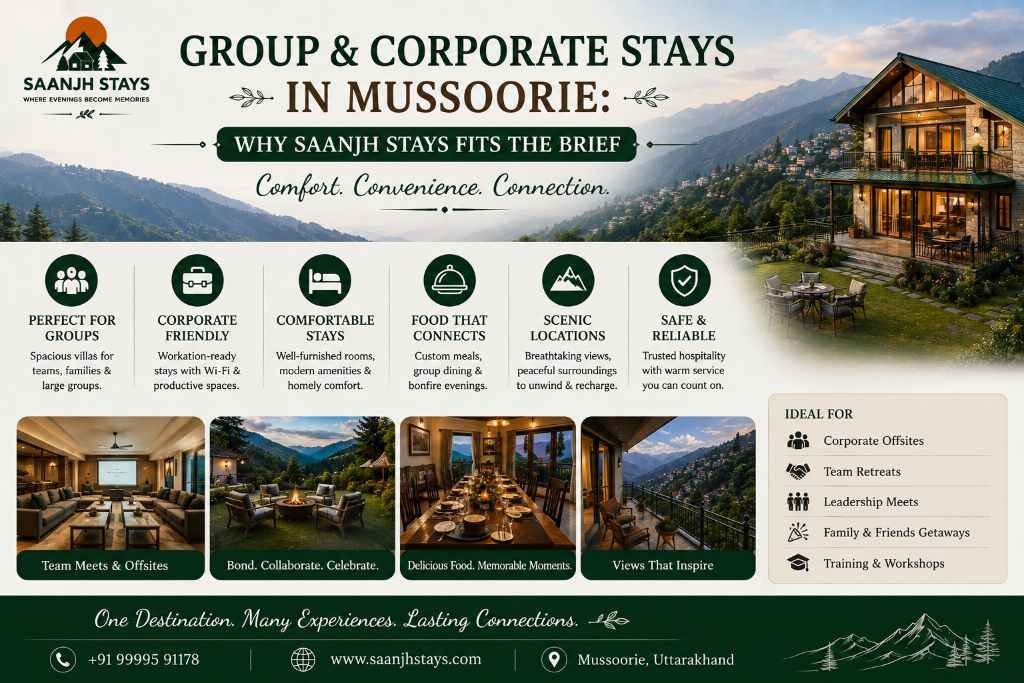 Group and Corporate Stays in Mussoorie: Why Saanjh Stay Fits the Brief