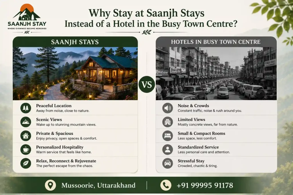 Why Stay at Saanjh Stays Instead of a Hotel in the Busy Town Centre?