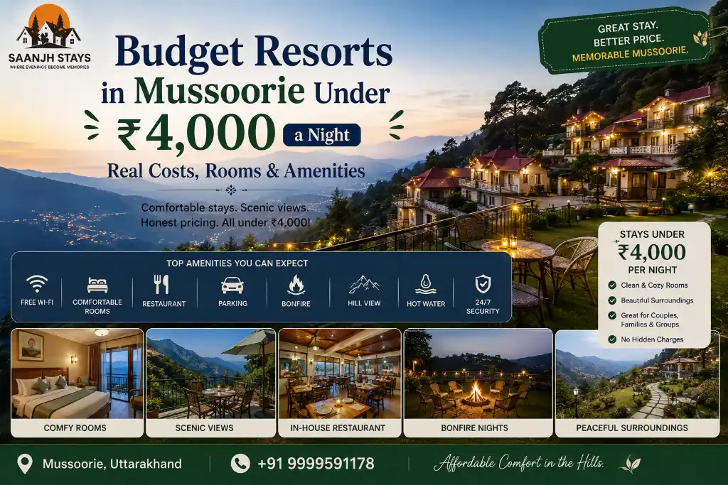 Budget Resorts in Mussoorie Under ₹4,000 a Night: Real Costs, Rooms & Amenities