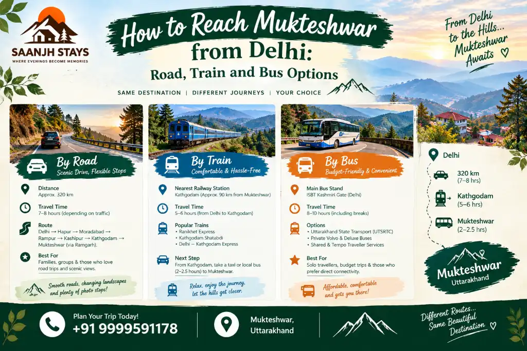 How to Reach Mukteshwar from Delhi: Road, Train and Bus Options
