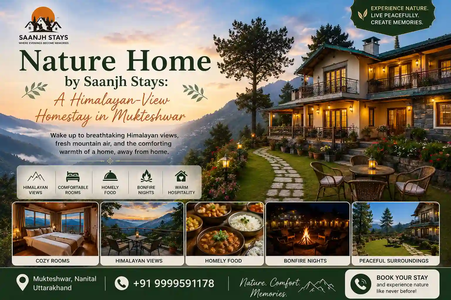 Nature Home by Saanjh Stays: A Himalayan-View Homestay in Mukteshwar